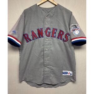 Texas Rangers Majestic Baseball Jersey 34 Nolan Ryan Button Grey Issues Vintage